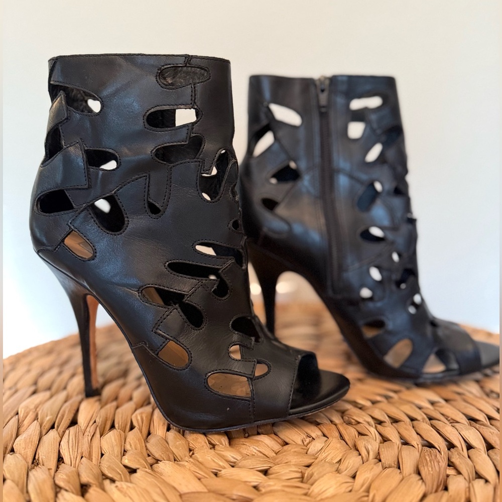 Diane Von Furstenberg Laser Cut Peep Toe Bootie